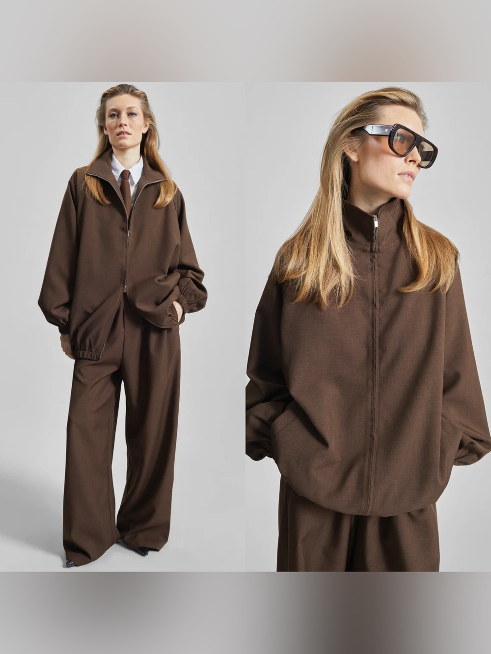 NWT The Frankie Shop Baxter oversized jacket in brown